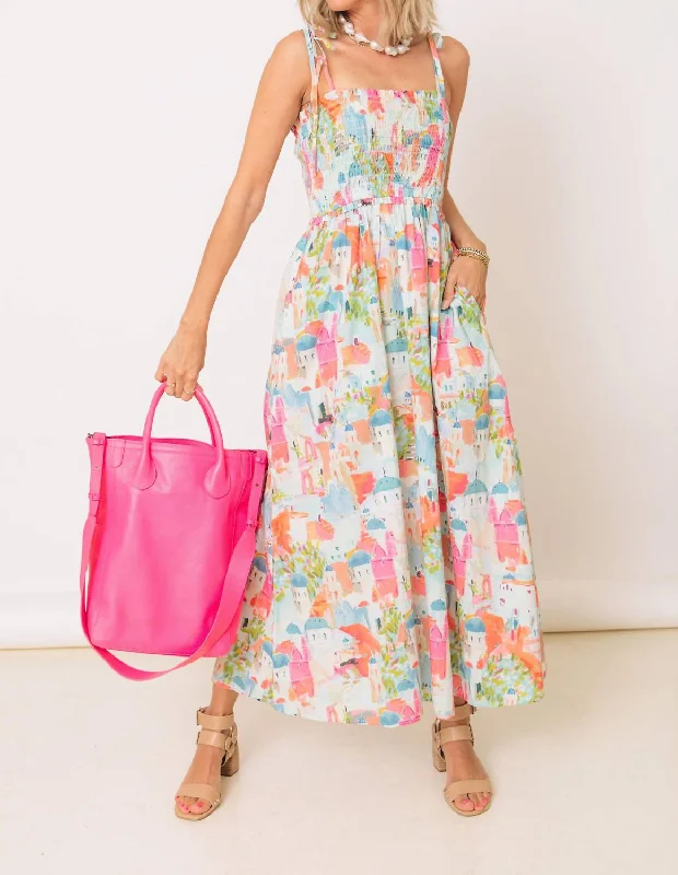 Clothes For Women When In Rome Water Color Vacation Dress In Pink Combo