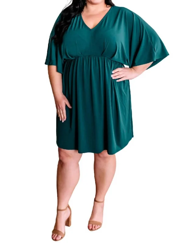 Outfits Ideas Dolman Sleeve Stretchy Dress In Hunter Green