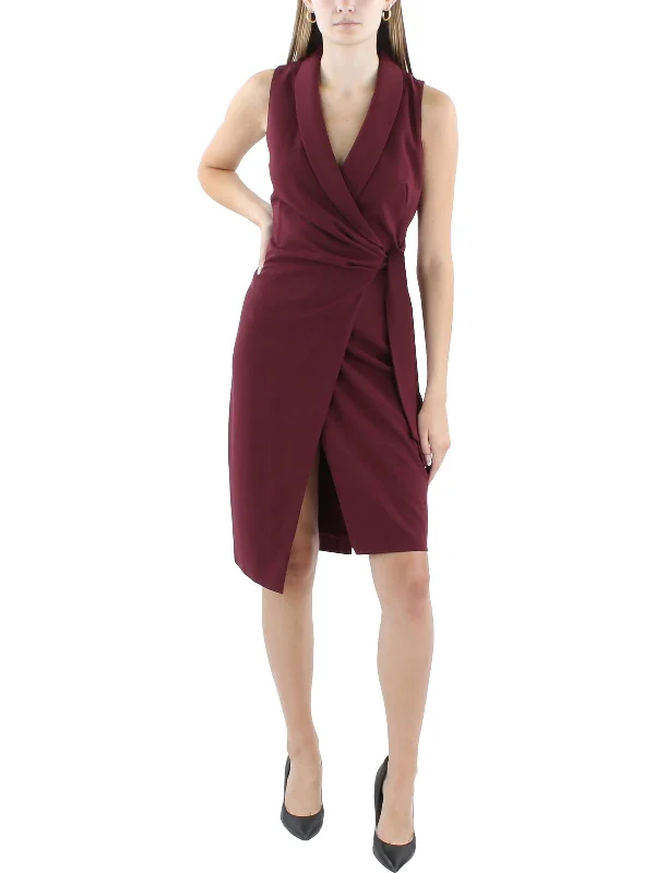 Women's Relaxed Outfit Womens Knee-Length Side Tie Sheath Dress