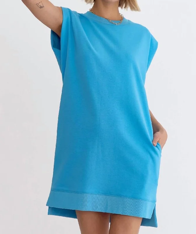 Casual Chic Women's Clothes Make Moves Dress In Aqua