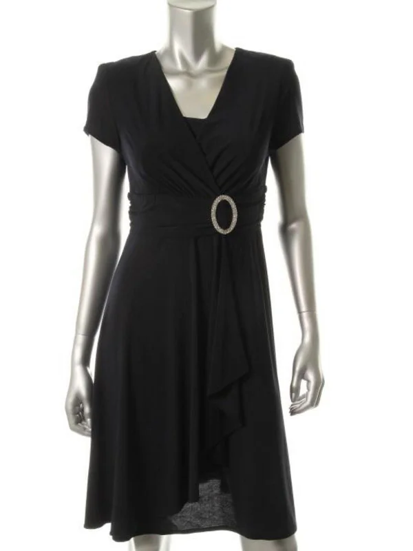 Save Big Womens Matte Jersey Cap Sleeves Cocktail Dress