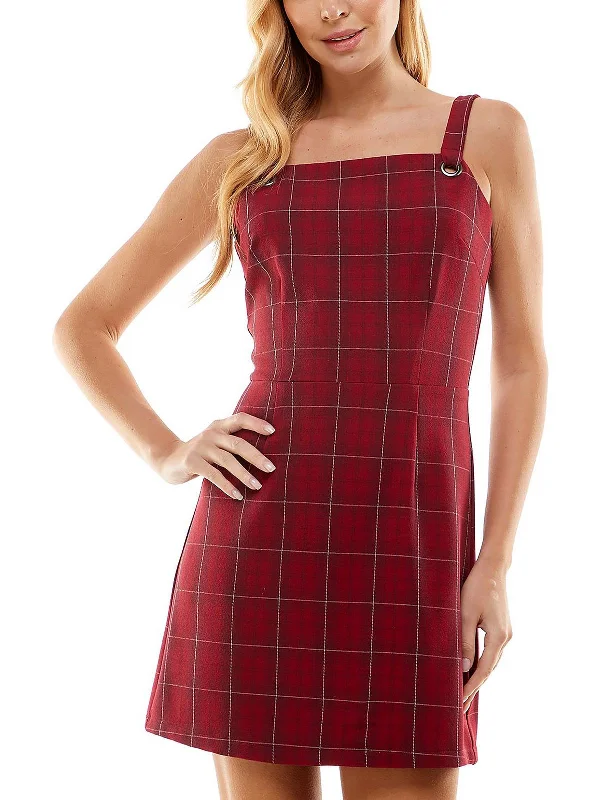 Clothing Woman Womens Windowpane Mini Sheath Dress
