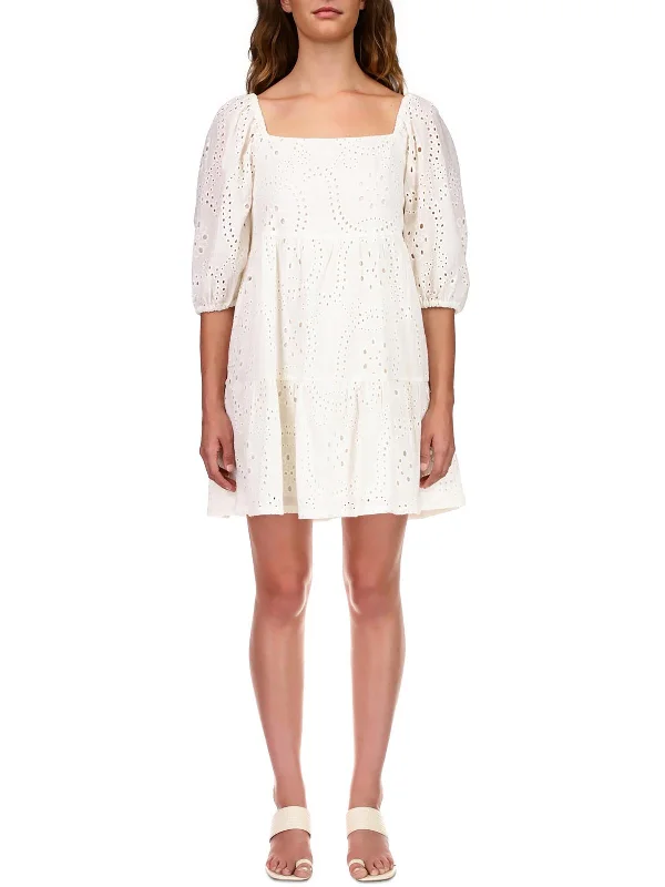 Clothing Store Womens Eyelet Short Babydoll Dress