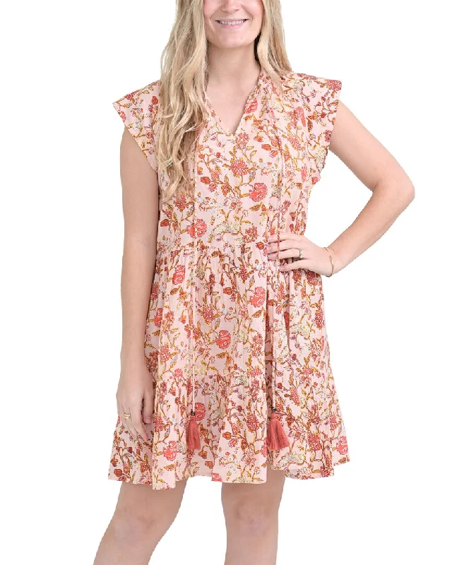 Graceful Fashion Pomegranate Cap Sleeve Flounce Dress
