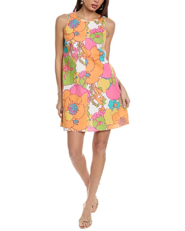 Laid-Back Elegance London Times Linen-Blend A-Line Dress