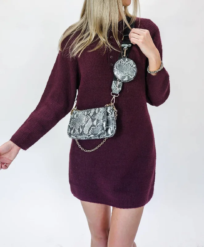 Women's Seasonal Garments Cozy Lifestyle Waffle Knit Dress In Dark Wine
