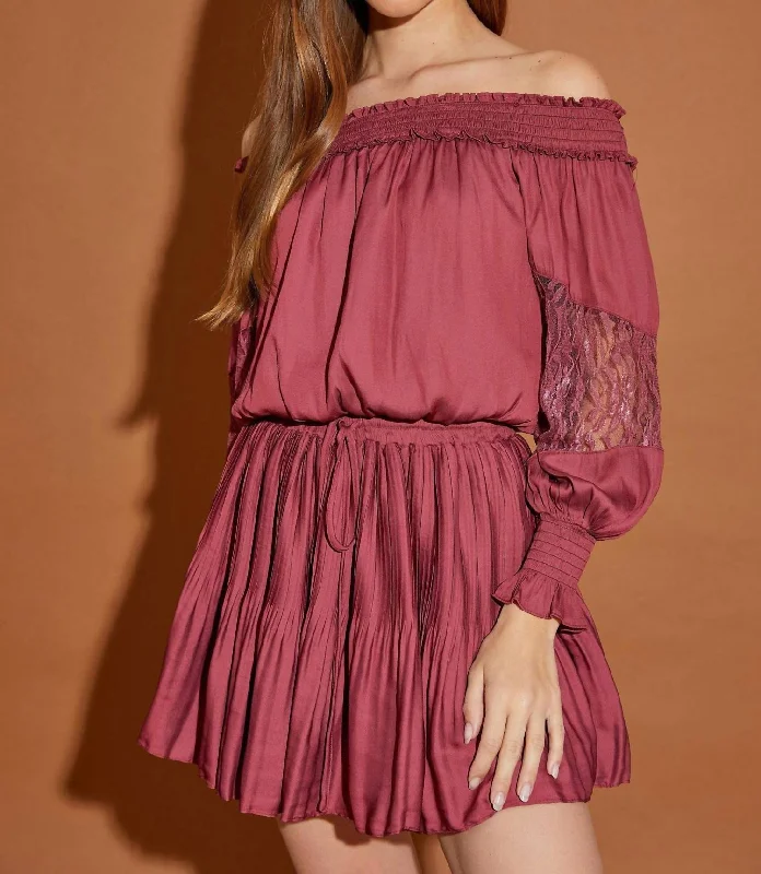 Timeless Classics Lulu Off The Shoulder Dress In Red