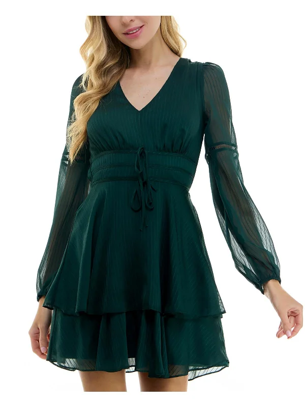 Women's Athletic Outfit Juniors Womens Mini Tiered Fit & Flare Dress