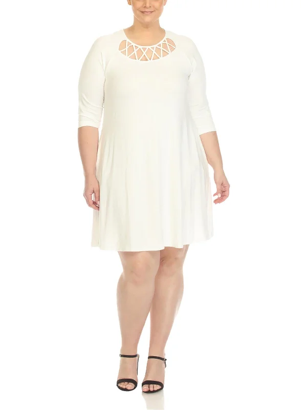 Clothes Woman Plus Womens Pockets Short Fit & Flare Dress