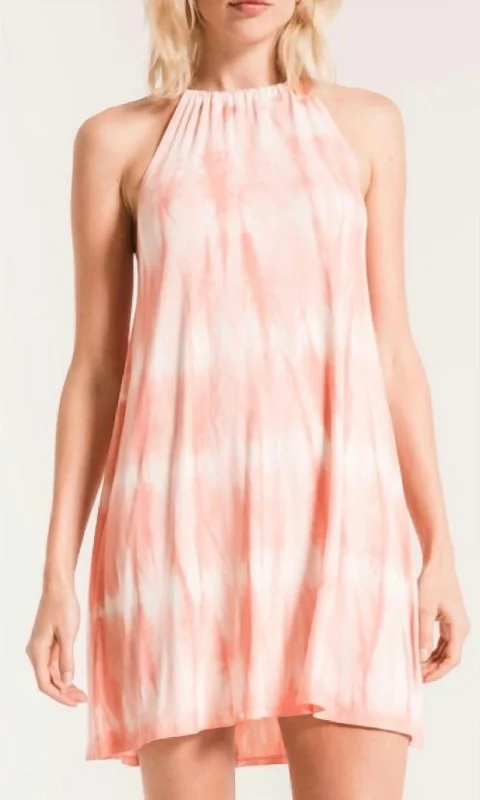 Casual Fashion Trends for Women Tie Dye Swing Dress In Coral