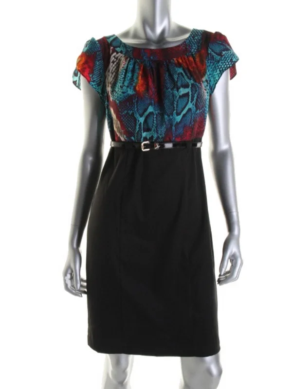 Clothes Woman Womens Printed Cap Sleeves Wear to Work Dress