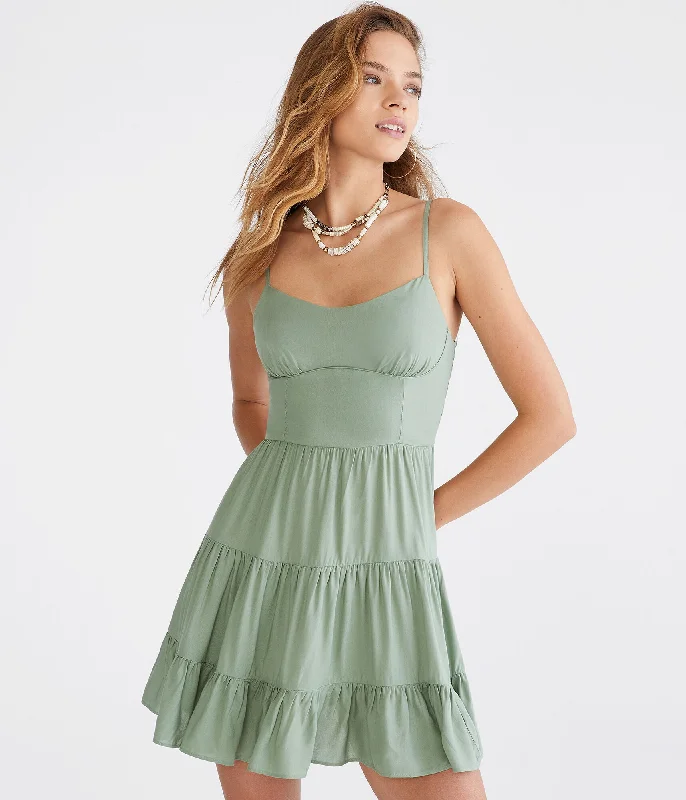 Women's Chic Outerwear Garments Aeropostale Solid Sweetheart Bustier Fit & Flare Dress