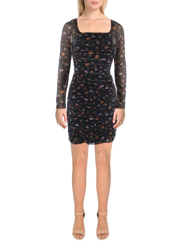 Relaxed Style Womens Square Neck Mini Sheath Dress