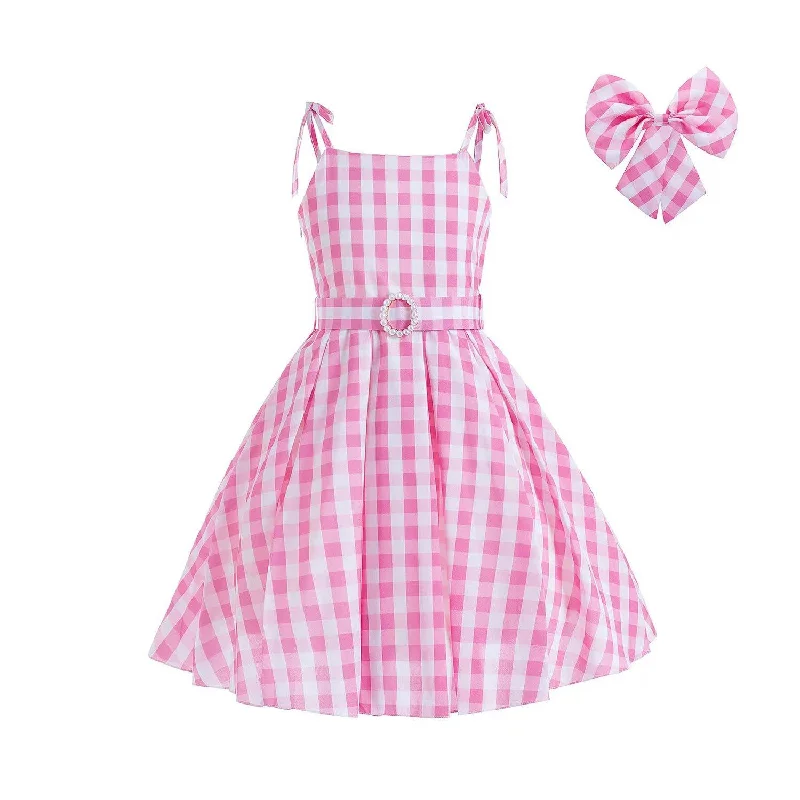 Women's Holiday Clothing PINK PLAID DRESS WITH BELT