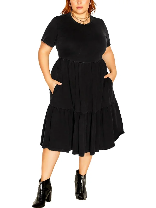 Women's Comfortable Garments Plus Womens Cotton Knee-Length Fit & Flare Dress