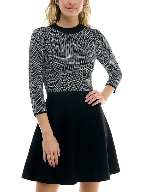 Chic Casual Style Juniors Womens Chevron Rayon Wear To Work Dress