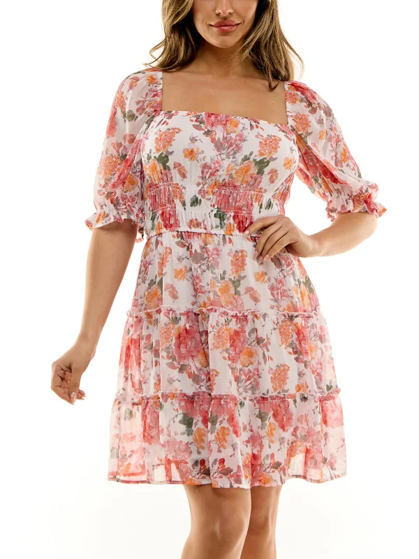 Casual Style for Busy Women Juniors Womens Tiered Short Fit & Flare Dress