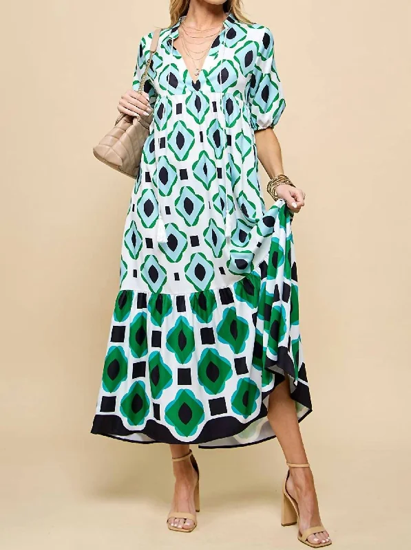 Comfortable Loungewear for Women Lantern Sleeve Dress In Green