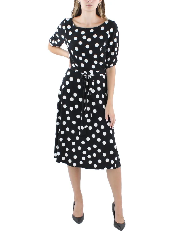 Women's Comfortable Clothes For Weekends Womens Polka Dot Polyester Fit & Flare Dress