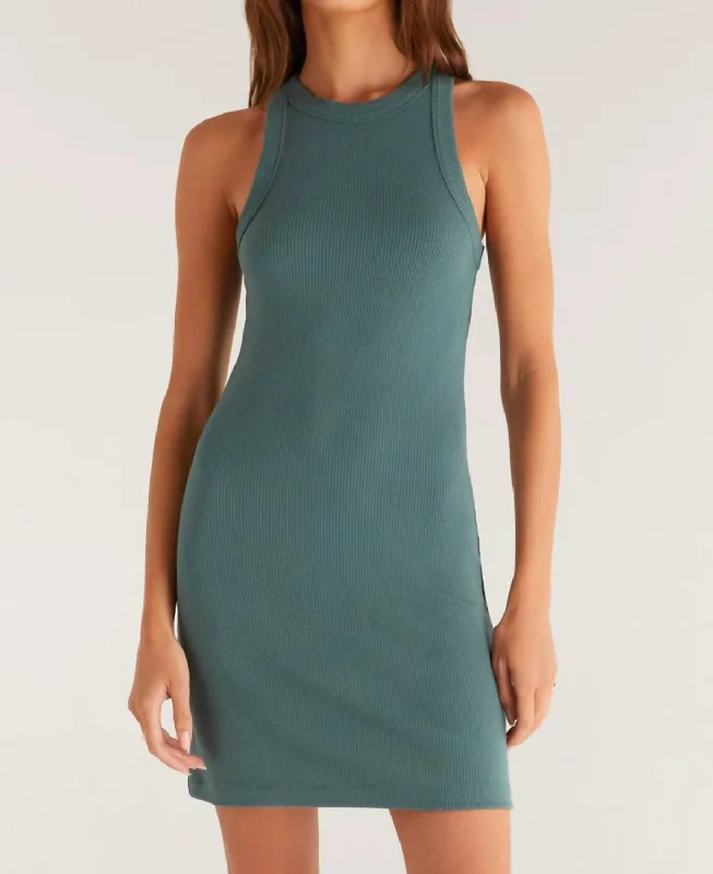 Flash Discount Carolina Rib Dress In Silver Pine
