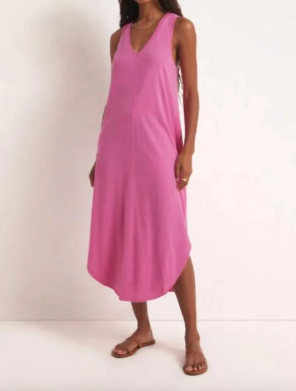 High End Women's Wear Reverie Slub Dress In Heartbreaker Pink