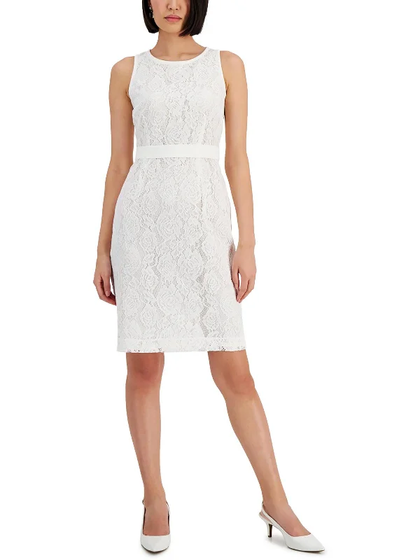 Affordable Women's Clothes Womens Lace Knee Length Sheath Dress
