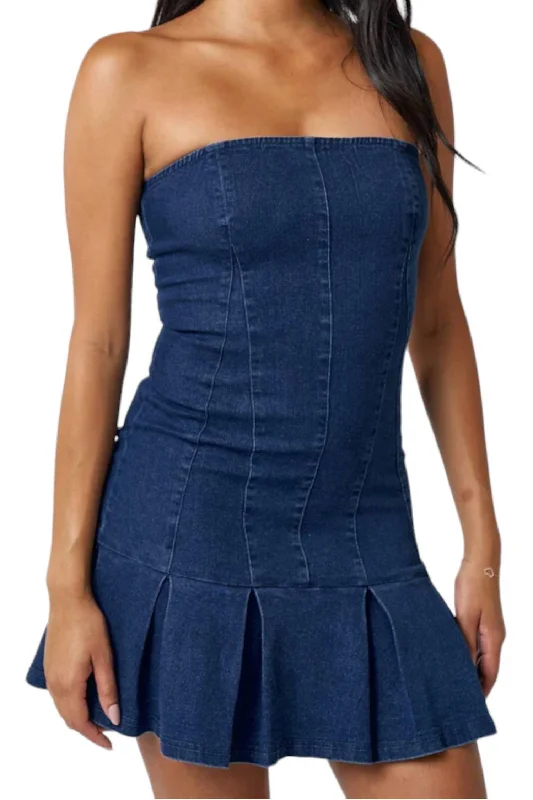 Women's Transitional Garments Corset Tube Dress In Dark Wash