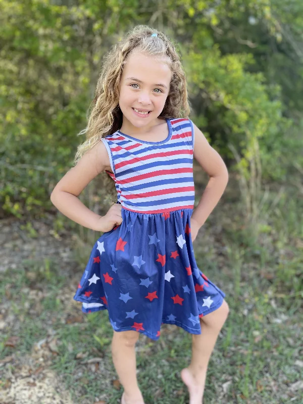 Vintage Fashion PATRIOTIC STAR & STRIPE TANK DRESS