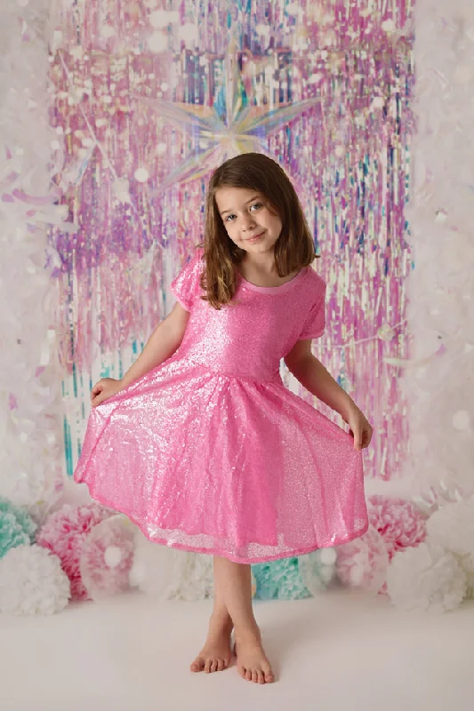 Comfortable Outfit For Women EVA PINK SPARKLE DRESS