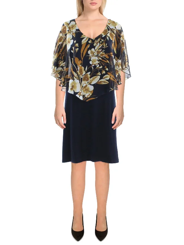 Vibrant Styles Petites Womens Sheer Overlay Short Sheath Dress