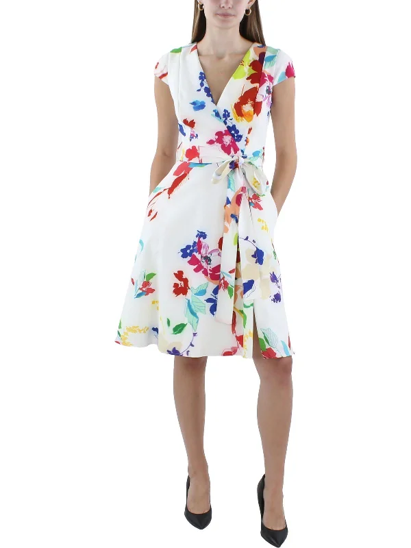 Women's Activewear Outfit Womens Knee-Length Tie Waist Fit & Flare Dress