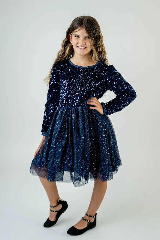 Women's Office Clothing BLUE SPARKLE TULLE DRESS