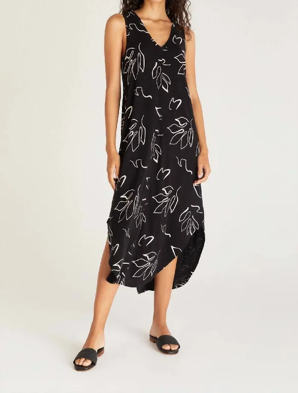 Women's Weekend Outfit Reverie Abstract Dress In Black Abstract