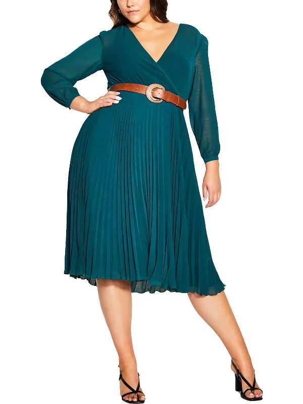 Women's Online Boutique Womens Surplice Long Fit & Flare Dress
