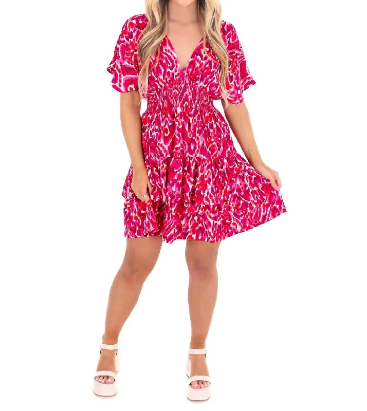 Luxury Fashion What If We Met Print Dress In Fuchsia