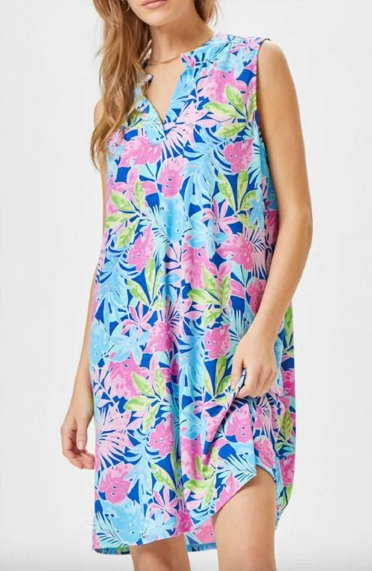 Fashionable Dresses for Women Dancin In Paradise Dress In Blue Pink Multi