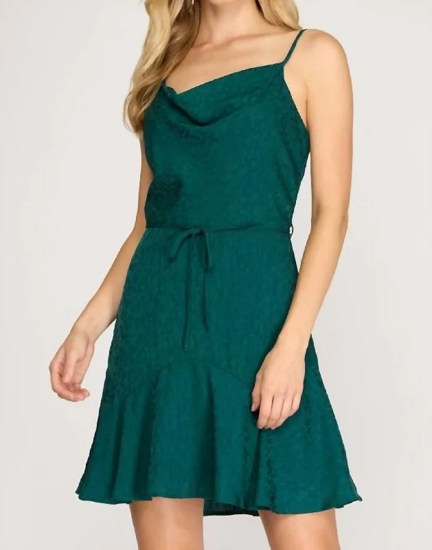 New Arrival Discounts Cowl Neck Cami Swing Dress In Sea Green