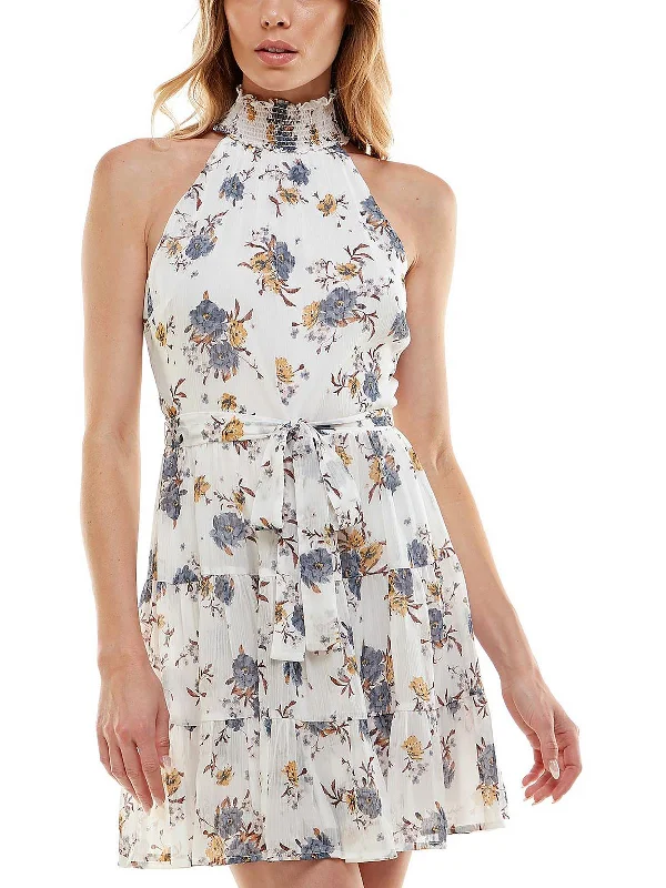 Women's Seasonal Wardrobe Clothing Juniors Womens Summer Mini Halter Dress