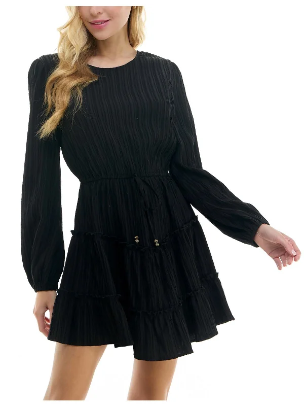 Women's Night-Out Clothes Womens Mini Drawstring Waist Fit & Flare Dress