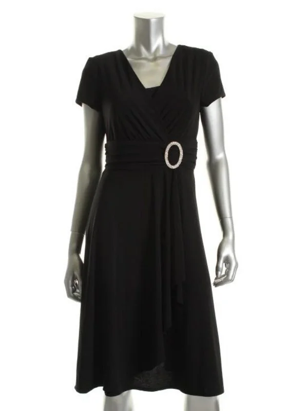 Formal Clothing For Women Womens Faux Wrap Stretch Little Black Dress