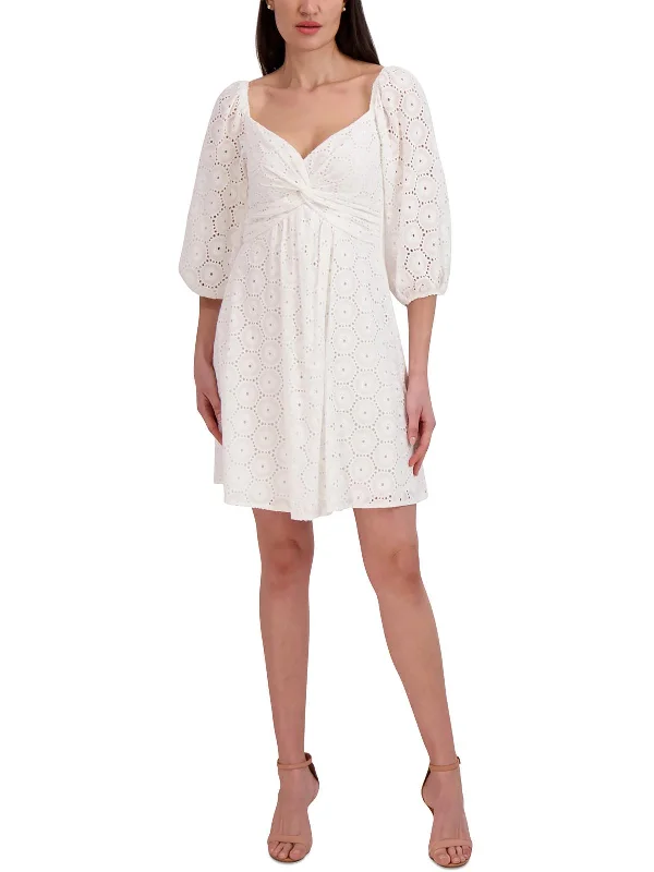Women's Trendy Outfits Womens Eyelet Polyester Tunic Dress