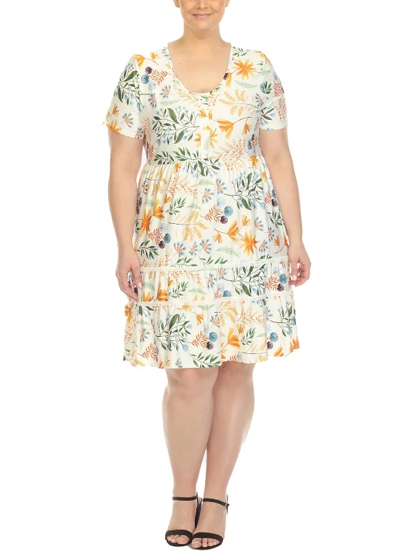 Stylish Outerwear Clothing For Women Plus Womens Lace Trim Polyester Fit & Flare Dress