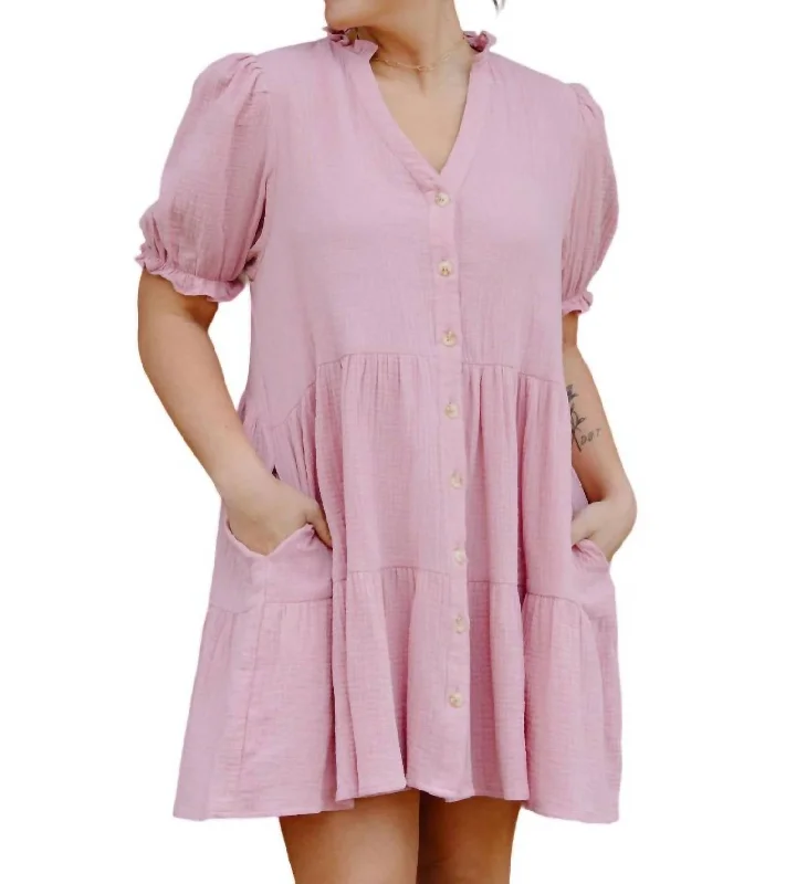 Women's Clothing for Every Occasion Crinkle Gauze Dress In Pink