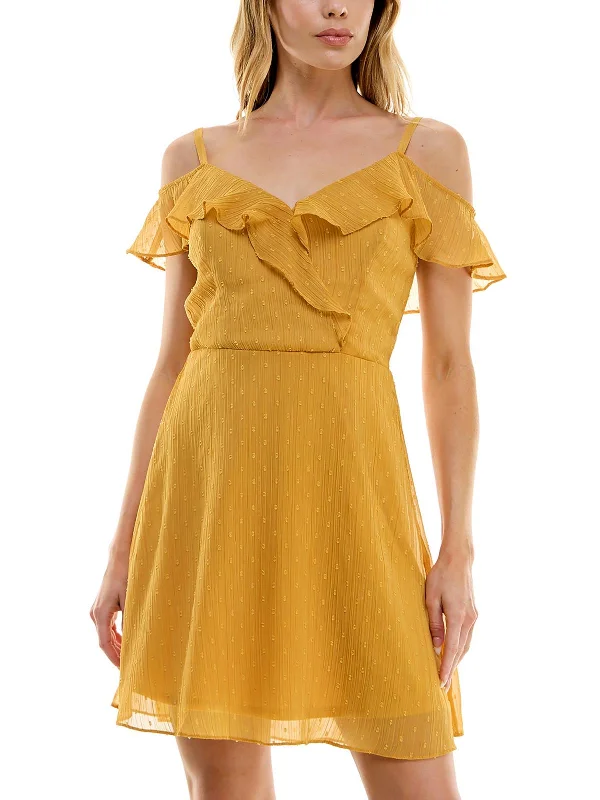 Women's Tops And Clothing Juniors Womens Clip-Dot Mini Fit & Flare Dress