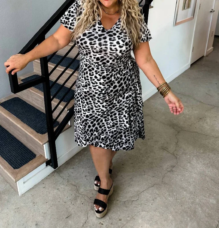 Women's Casual Wear Outfit Let's Get Wild Cheetah Dress In Grey Cheetah