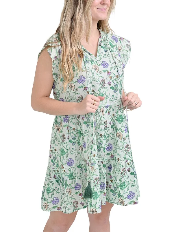 Women's Vintage-Inspired Outfit Pomegranate Cap Sleeve Flounce Dress