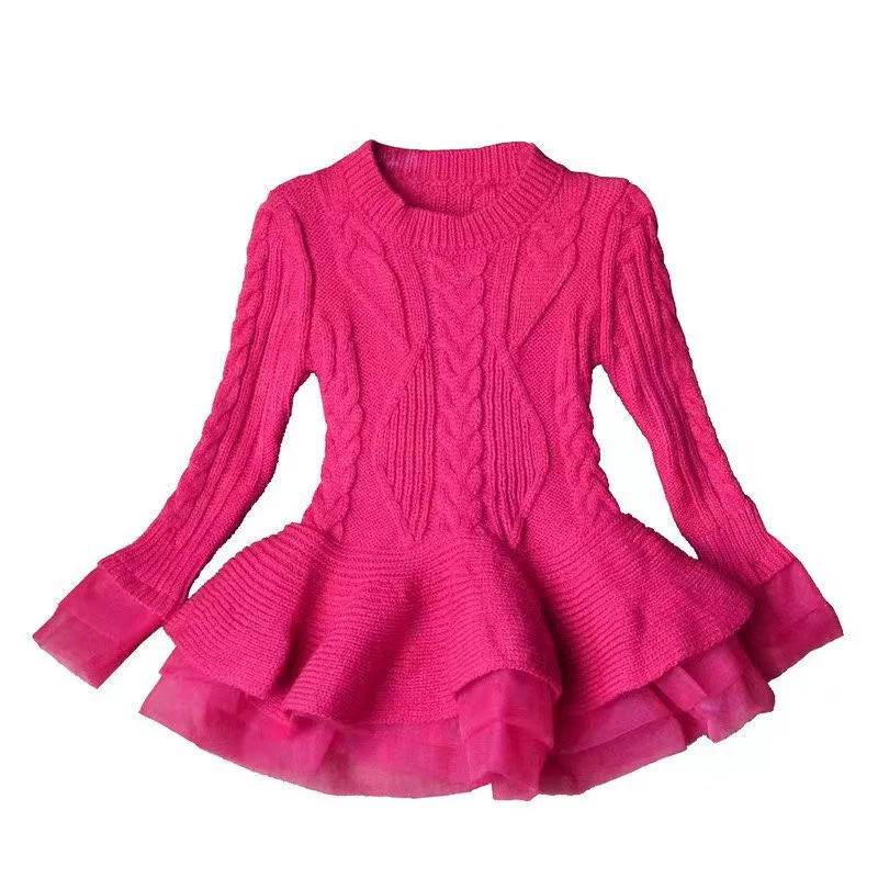 Women's Fashion Clothes PEPLUM SWEATER DRESS  - HOT PINK