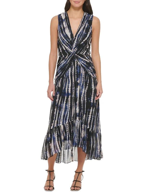Seasonal Women's Fashion Trends Womens Twisted Front Chiffon Fit & Flare Dress