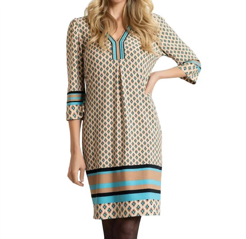 Classic Women's Fashion Bead Dress In Print