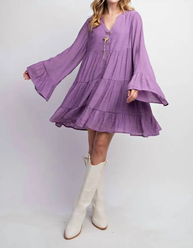 Casual Fashion for Women Tiered Dress In Lavender
